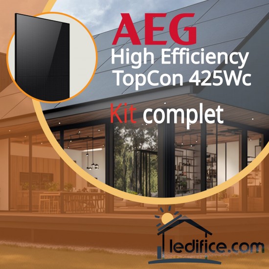 Kit photovoltaïque 2.55 kW AEG module 425Wc High Efficiency avec 6 panneaux AEG High Efficiency 425, TRIPHASE