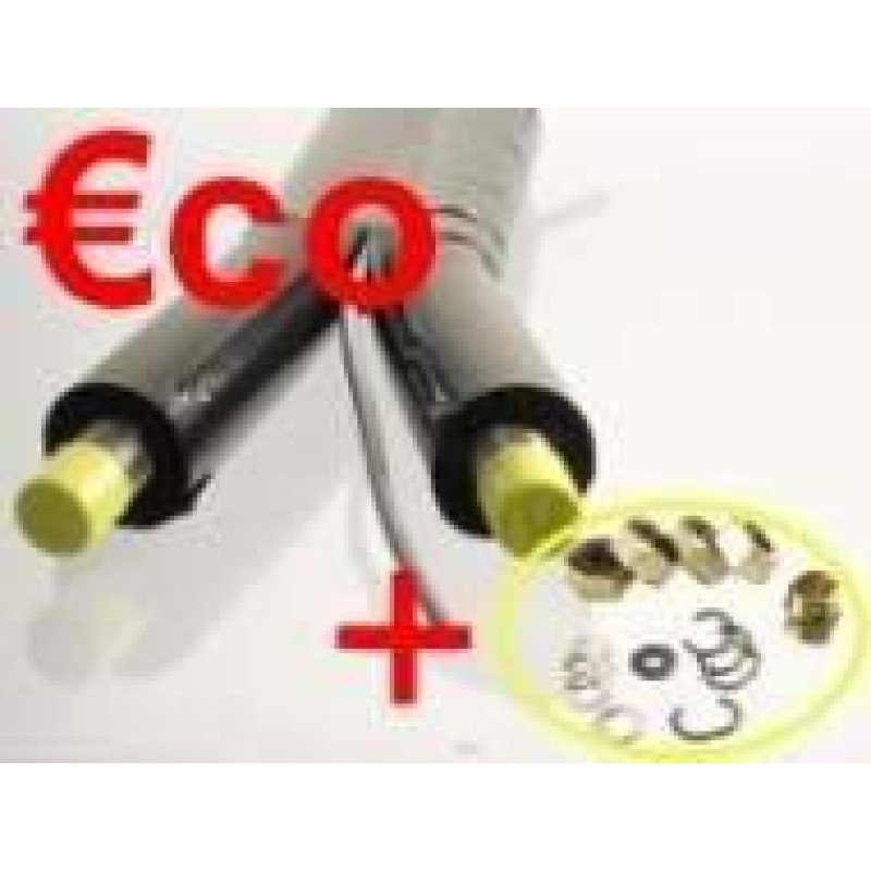 Flexible inox double économique, DN 20 longueur 10 mètres, isolé, avec câble de sonde séparable + lot de 4 raccords filetés standards pour collé battu (ne convient pas pour les raccords Isiclick)