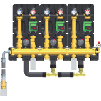 Groupe de 3 HeatBloC K35 avec collecteur modulaire - DN 25, avec servomoteurs (pilotage automatique de chaque circuit)