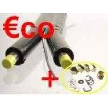 Flexible inox double économique, DN 16 longueur 25 mètres, isolé, avec câble de sonde séparable + lot de 4 raccords filetés standards pour collé battu (ne convient pas pour les raccords Isiclick)