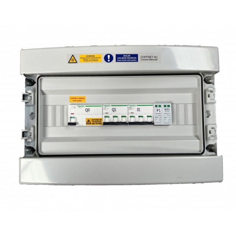 Coffret AC - Triphasé (1 onduleur de 20 à 25 kW) 1 disj. 40A + 1 diff. 40A / 300 mA AC (batt. HUAWEI) + paraf. type 2