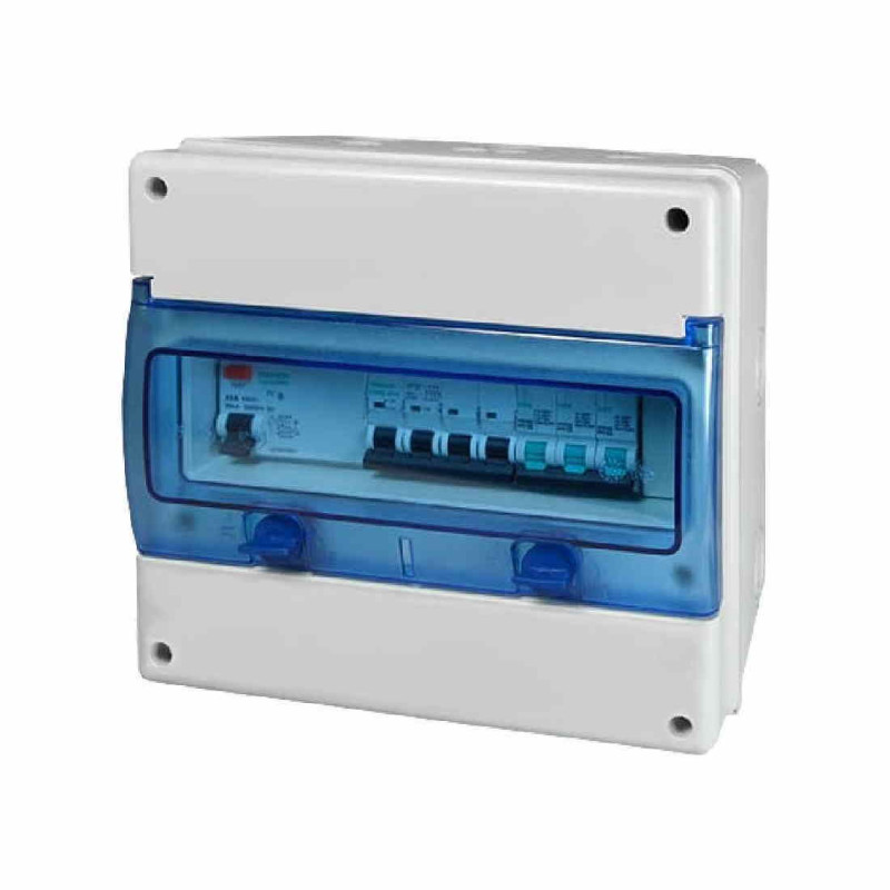 Coffret AC - Triphasé (13 à 18 kW micro-ondu. APS) > 2 à 6 entrées 2x20A - 1 sort. + 1 diff. 40A 300mA type AC + emplacement ECU-C et alim + Paraf. II - IP65 (23201826)