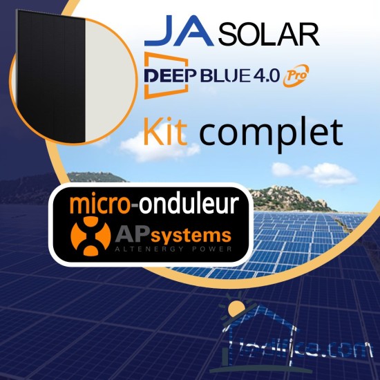 Kit photovoltaïque 4.45 kW Ja Solar Bifacial avec 10 panneaux JA Solar JAM54D40-445-LB , cadre noir, Biverre Bifacial avec micro-onduleur APSystems