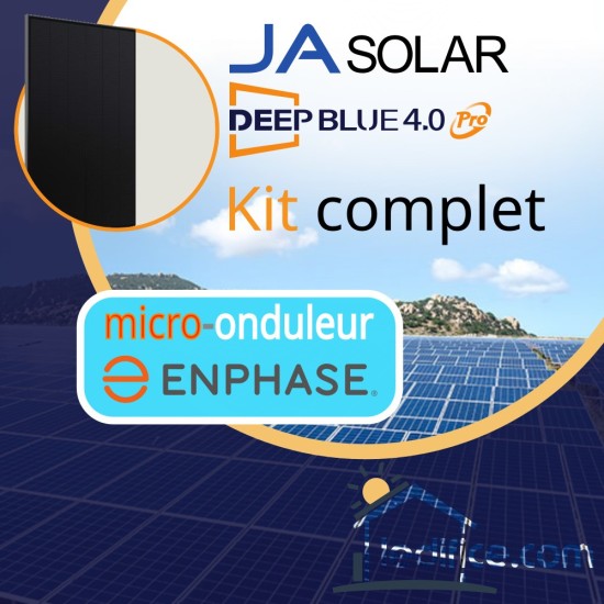 Kit photovoltaïque 3.15 kW Ja Solar Bifacial avec 7 panneaux JA Solar JAM54D40-450-LB  cadre noir, Biverre Bifacial, TRIPHASE onduleur Enphase