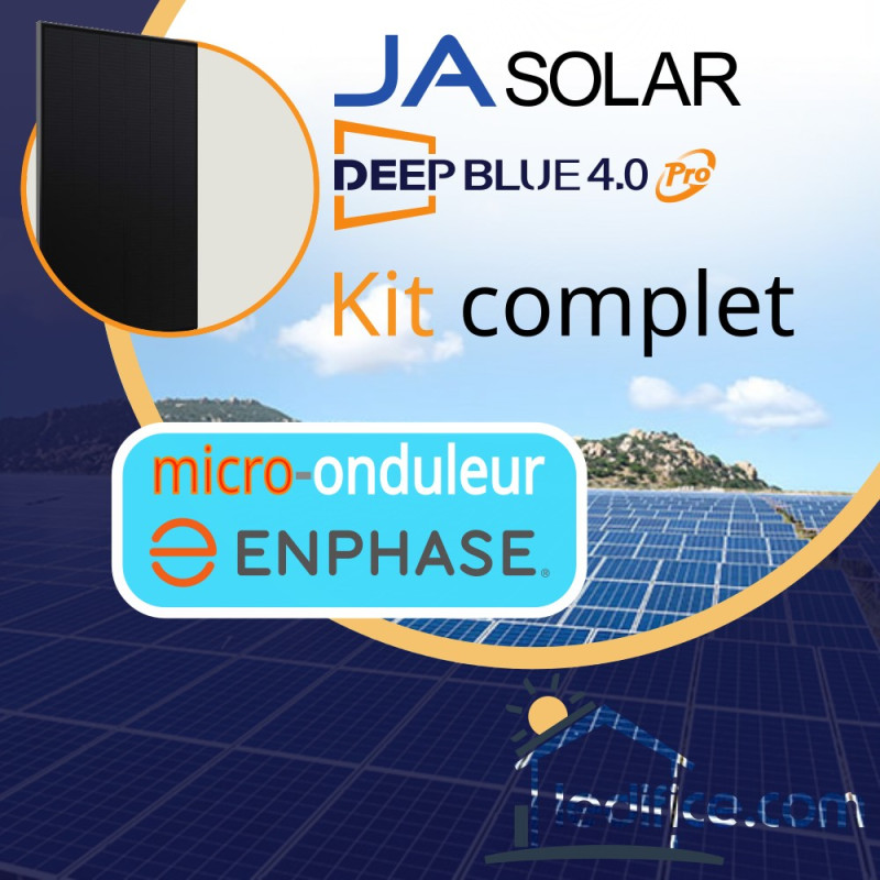 Kit photovoltaïque 2.125 kW Ja Solar Bifacial avec 5 panneaux JA Solar JAM54D40-425-MB , cadre noir, Biverre Bifacial  onduleur Enphase
