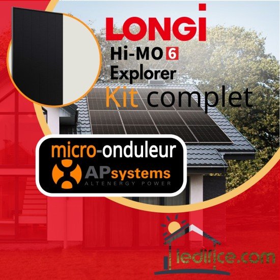 Kit photovoltaïque 5.34 kW LONG Explorer 445 avec 12 panneaux LONGI Hi-Mo 6 avec micro-onduleur APSystems