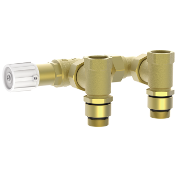 Set soupape diférentielle DN 20 avec contre-pièces en T auto-étanches et coude fletée, réglable de 1 à 6 m CE, pour les HeatBloCs