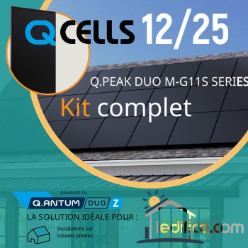 Kit photovoltaïque - 1,60 kW avec 4 panneaux QCells 400Wc G11S Mono Full Black Garantie 12/25 ans