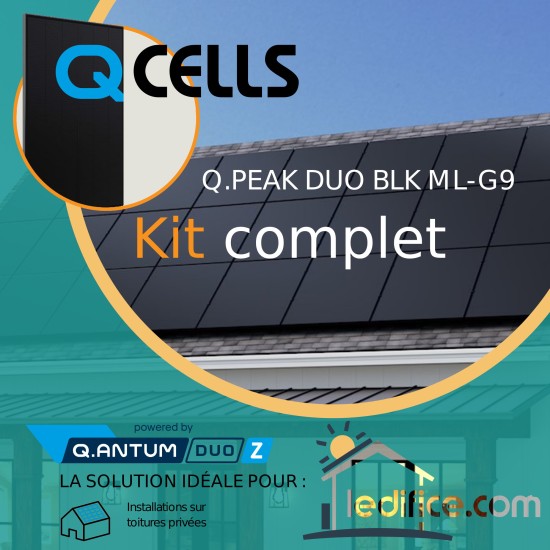 Kit photovoltaïque - 2,25 kW avec 6 panneaux Q-Cells  Q.Peak Duo Blk G9 ML 375 Wc 