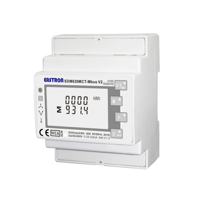 Compteur d'énergie triphasé pour onduleurs Solplanet, Eastron SDM630-Modbus, mesure directe jusqu'à 100A