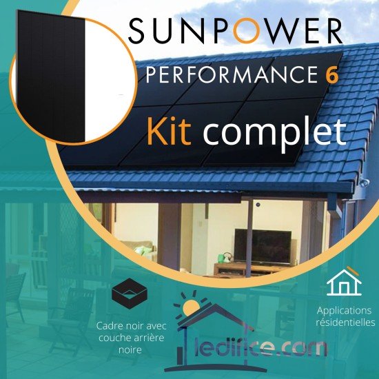 Kit photovoltaïque 4.51 kW SUNPOWER Performance 6 DC avec 11 panneaux Sunpower Performance 6 DC 410Wc , Full Black 