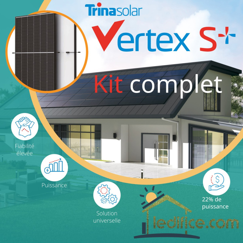 Kit photovoltaïque 9.9 kW TRINA SOLAR Vertex S  avec 22 panneaux Trina Solar Vertex S  450 Wc, Bi-Verre Fond Blanc onduleur Enphase