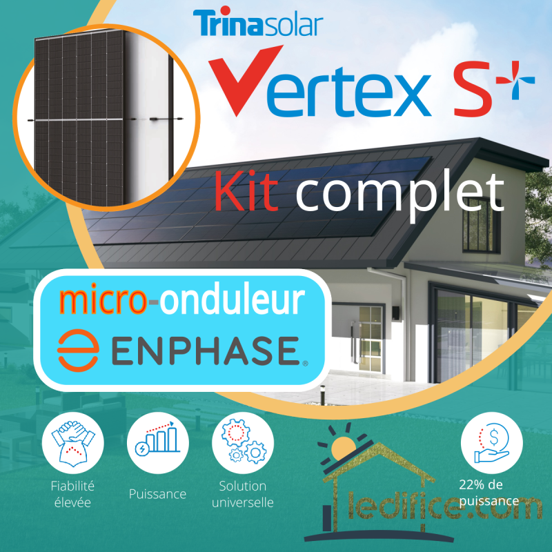Kit photovoltaïque AVEC  BATTERIE ENPHASE- 8,925 kW TRIPHASE TRINASOLAR avec 21 panneaux Vertex S  425Wc