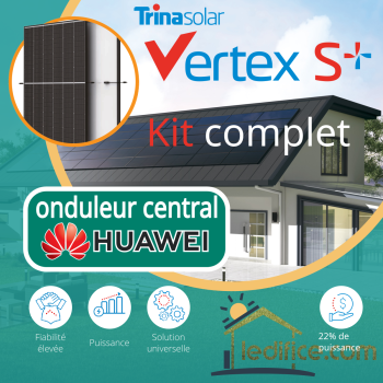 Kit photovoltaïque 3.4 kW TRINA SOLAR Vertex S  avec 8 panneaux Trina Solar Vertex S  425 Wc, Bi-Verre Bi-facial avec onduleur réseau Huawei