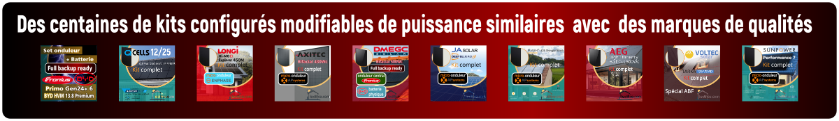 lien vers liste de produits ayant une puissance de +/- 300 W de puissance de différence avec le produit Kit photovoltaïque 5.395 kW Q-CELLS Q.Peak G11-S avec 13 panneaux Q-Cells G11S 415Wc , Cadre Noir 